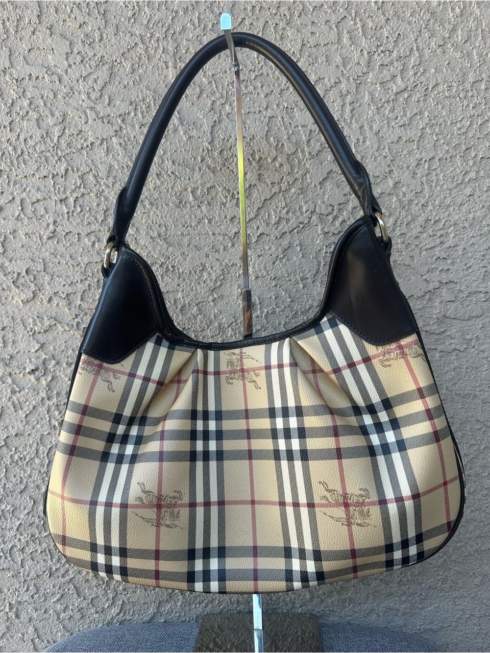 BURBERRY Classic Plaid Shoulder Bag in Beige and Black